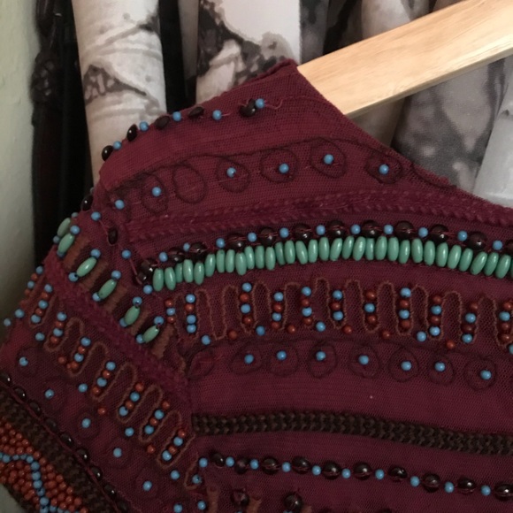 Free People Burgundy Beaded Tunic - Picture 5 of 7